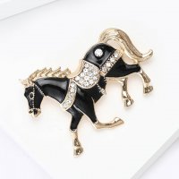 XSB189 - Elegant Black Pony Brooch